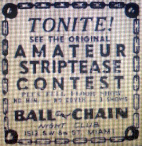 Historic striptease flyer from Ball & Chain Miami