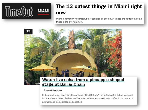 Press clipping from TimeOut Miami featuring our Pineapple Stage