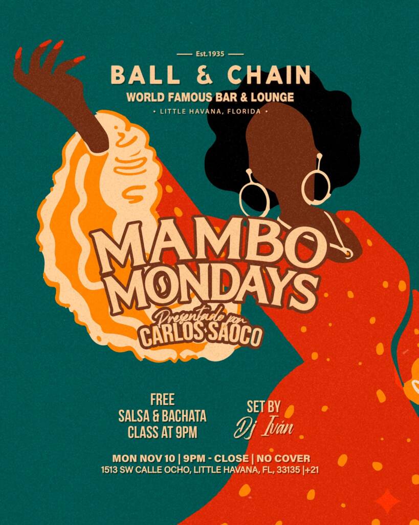 stylized illustration of a woman dancing mambo