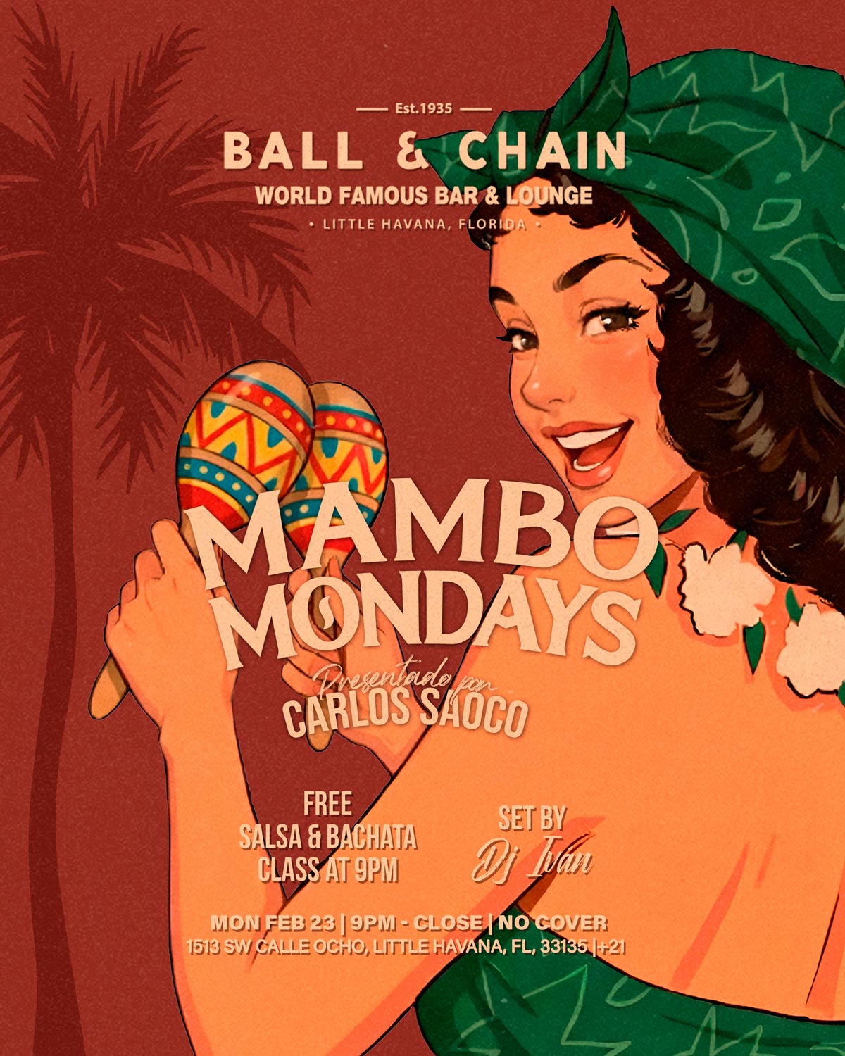 illustration of an attractive woman holding maracas