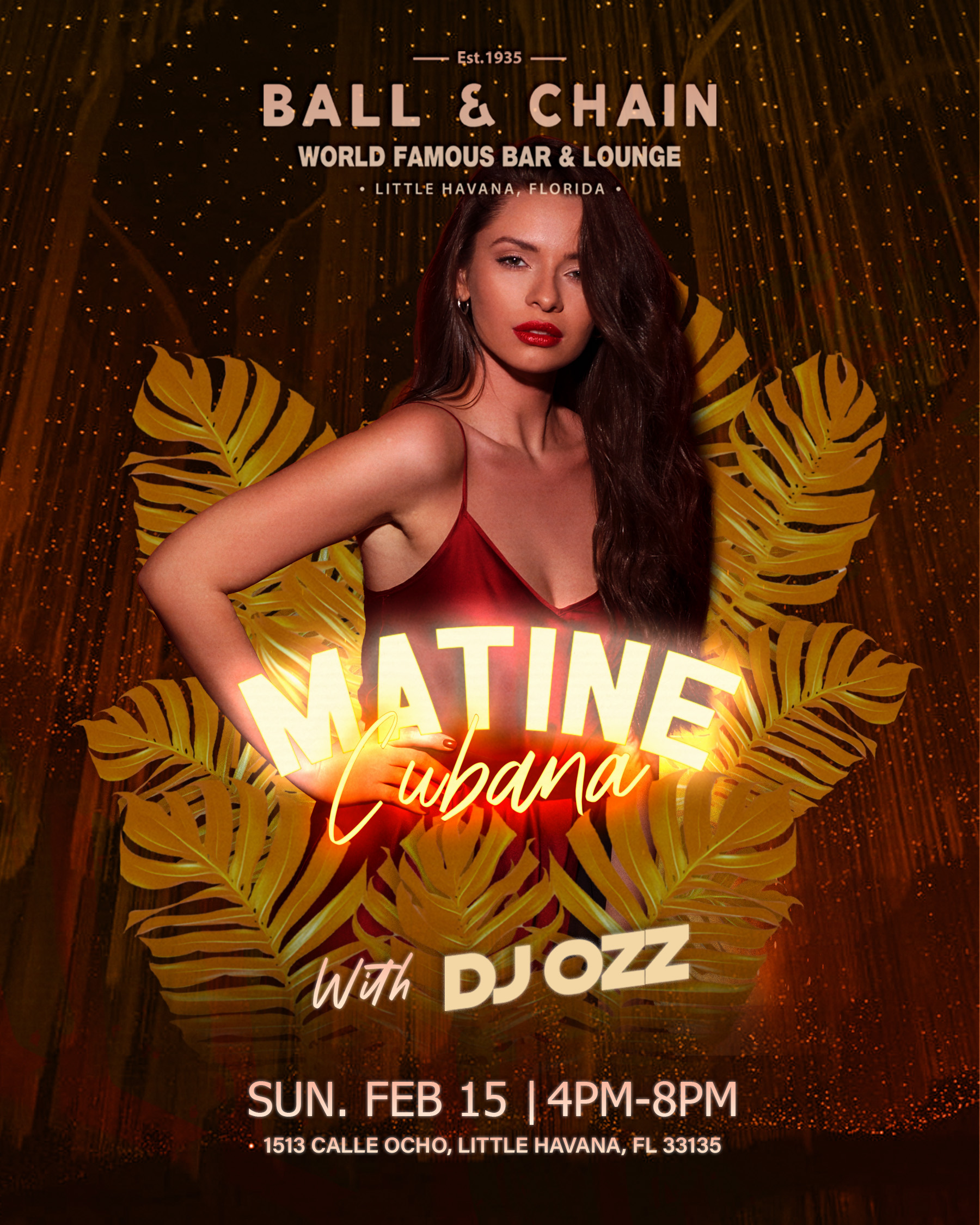 attractive woman standing in a thicket of palm frond