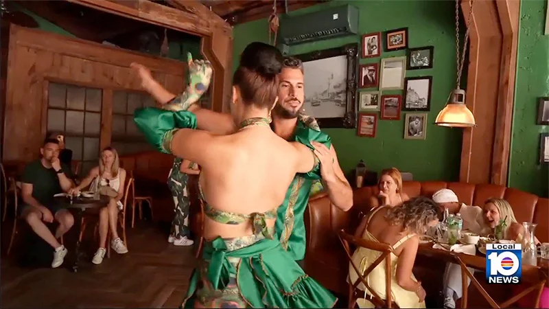 a couple dancing salsa at ball and chain