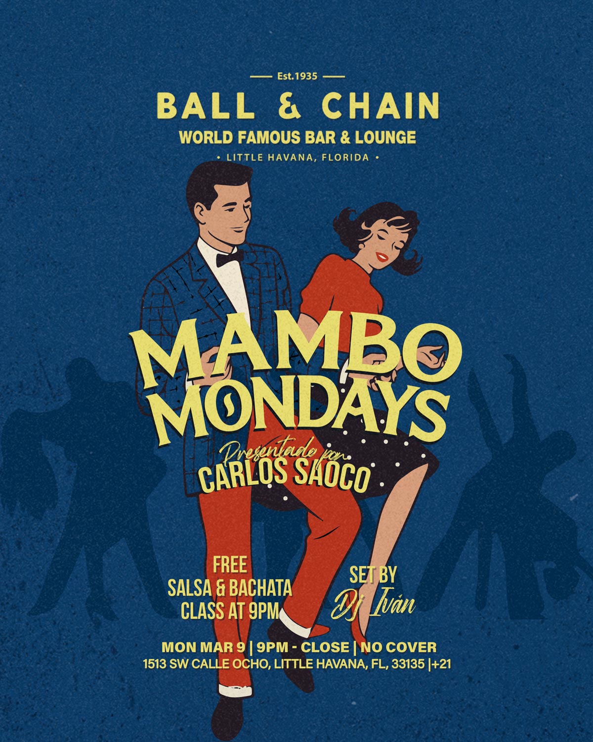 illustration of a couple dancing mambo excitedly