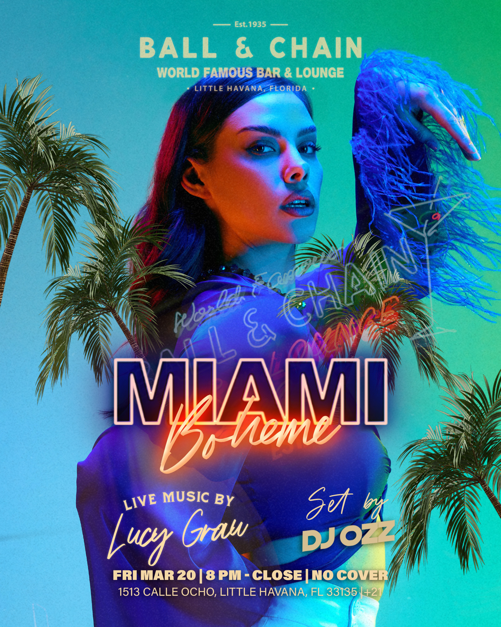 attractive woman dancing and in blue light