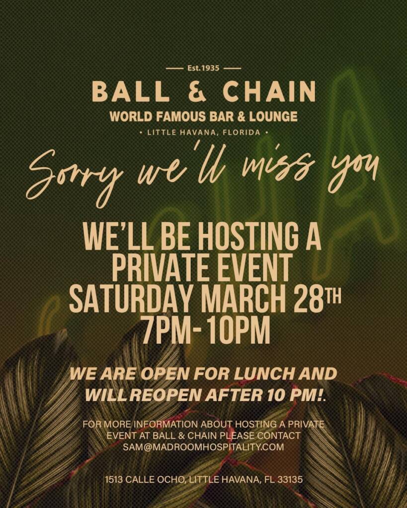 Closed for a Private Event March 28th