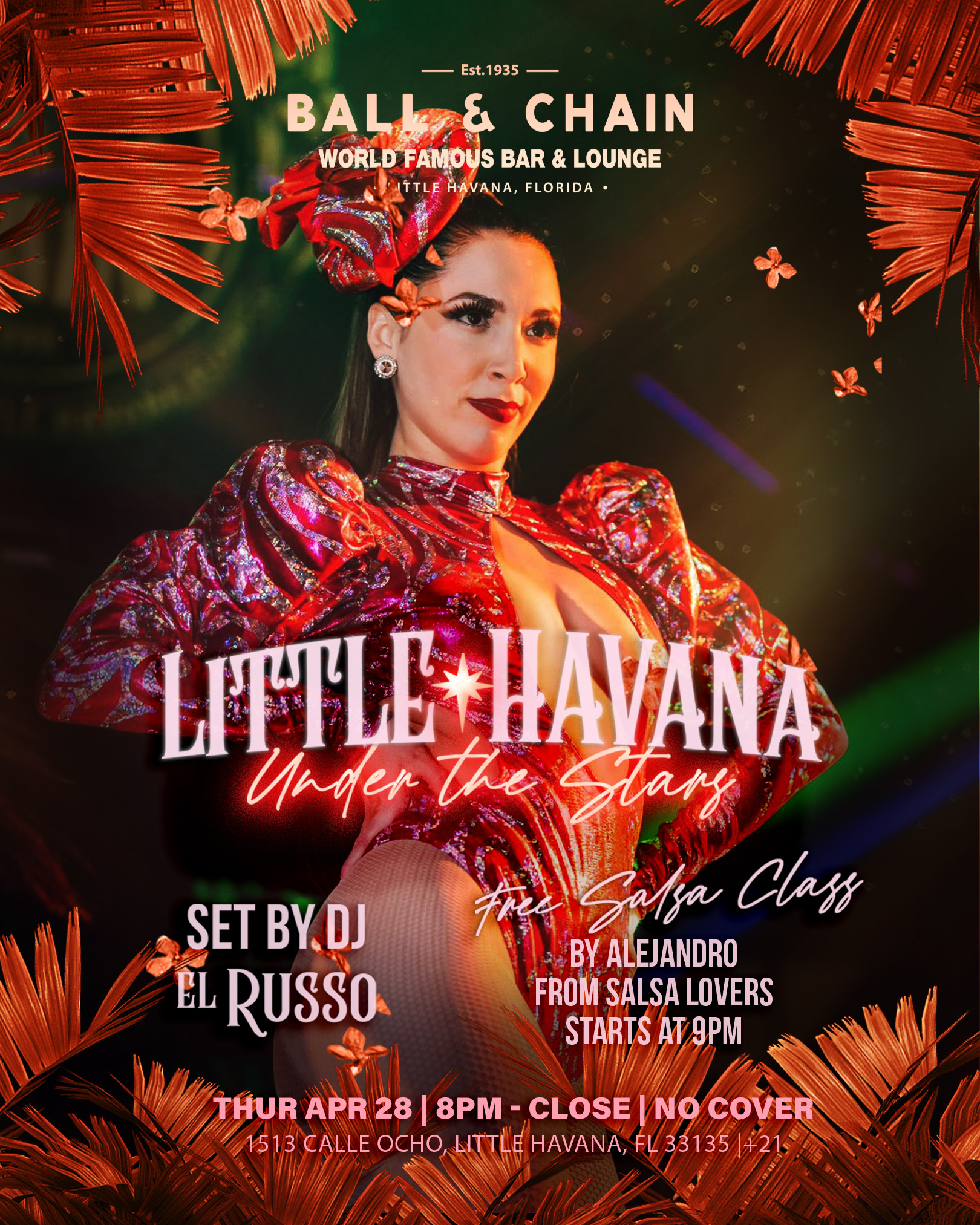 showgirl dressed in red on stage