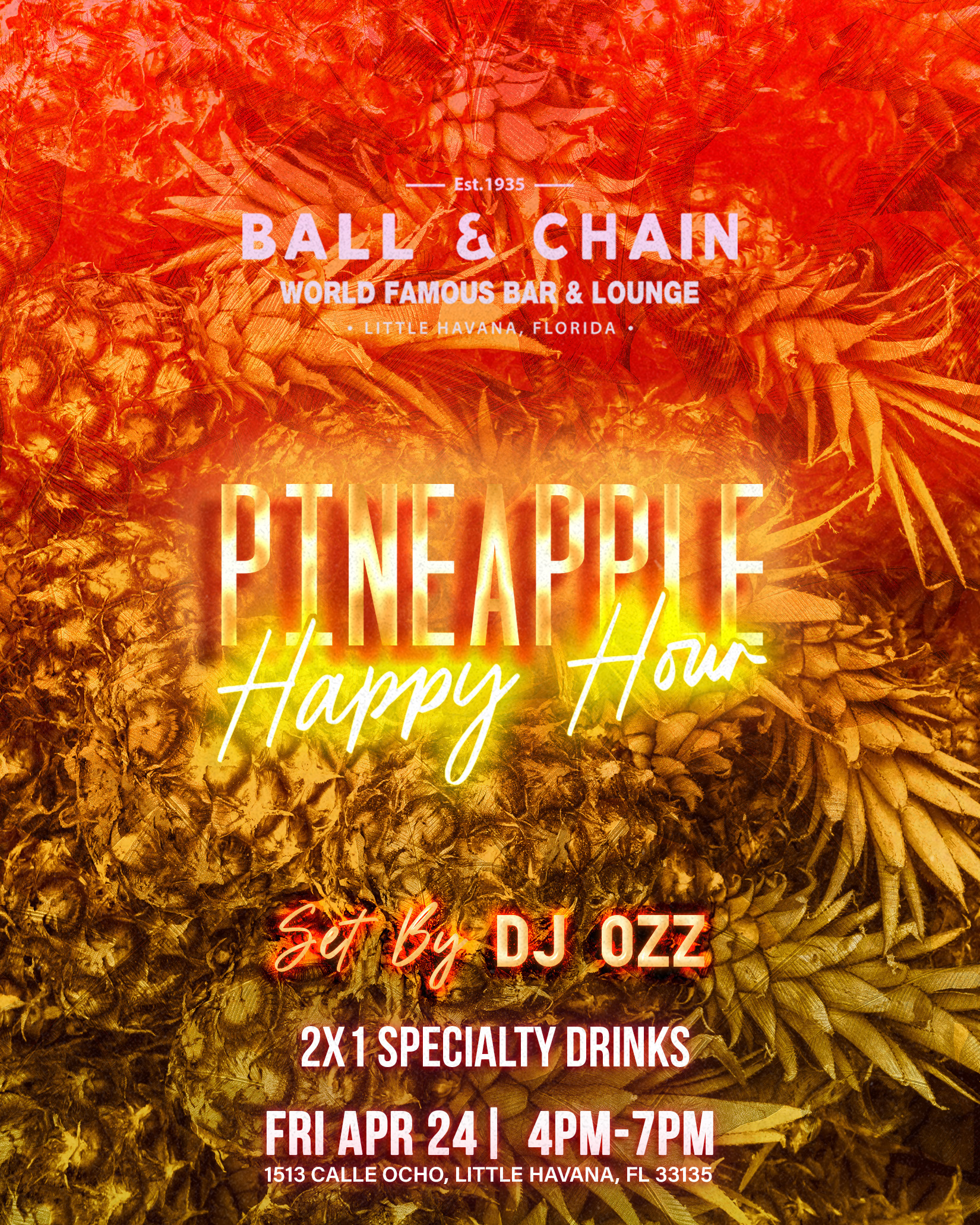 mirrored pineapples on a red background