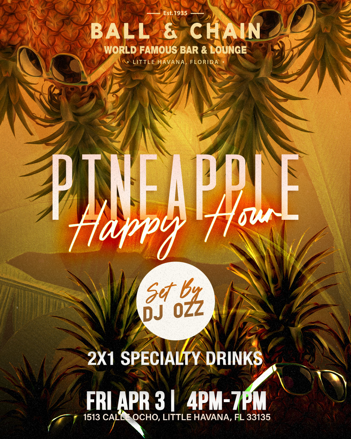 pineapples floating on a yellow background