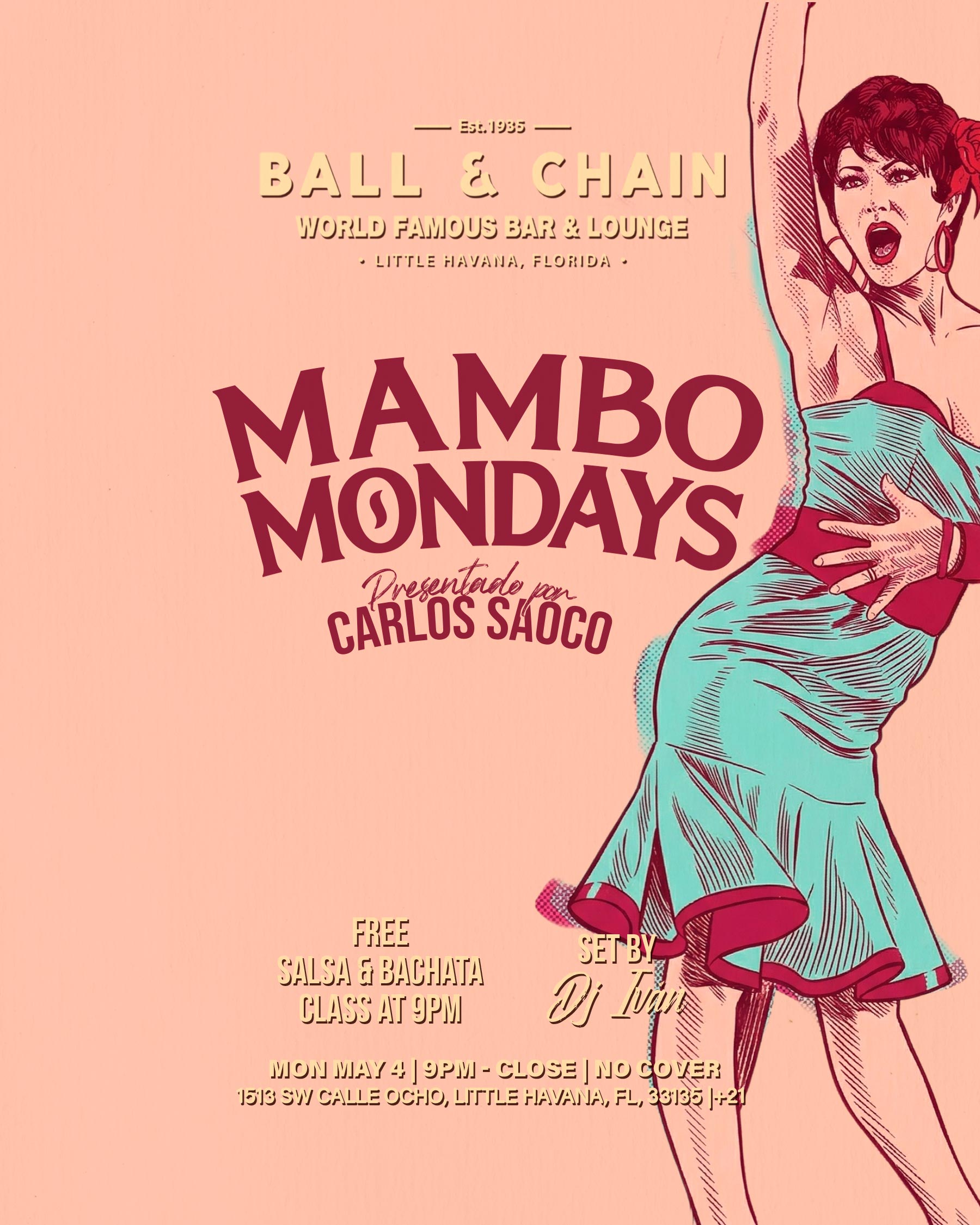 illustration of a woman in a dress dancing mambo