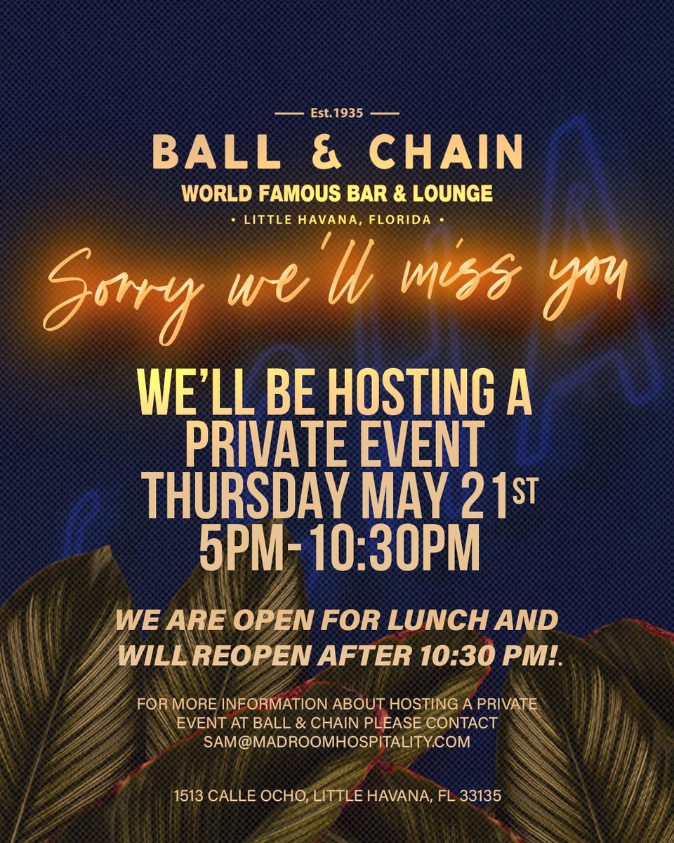 Closed for private event may 21