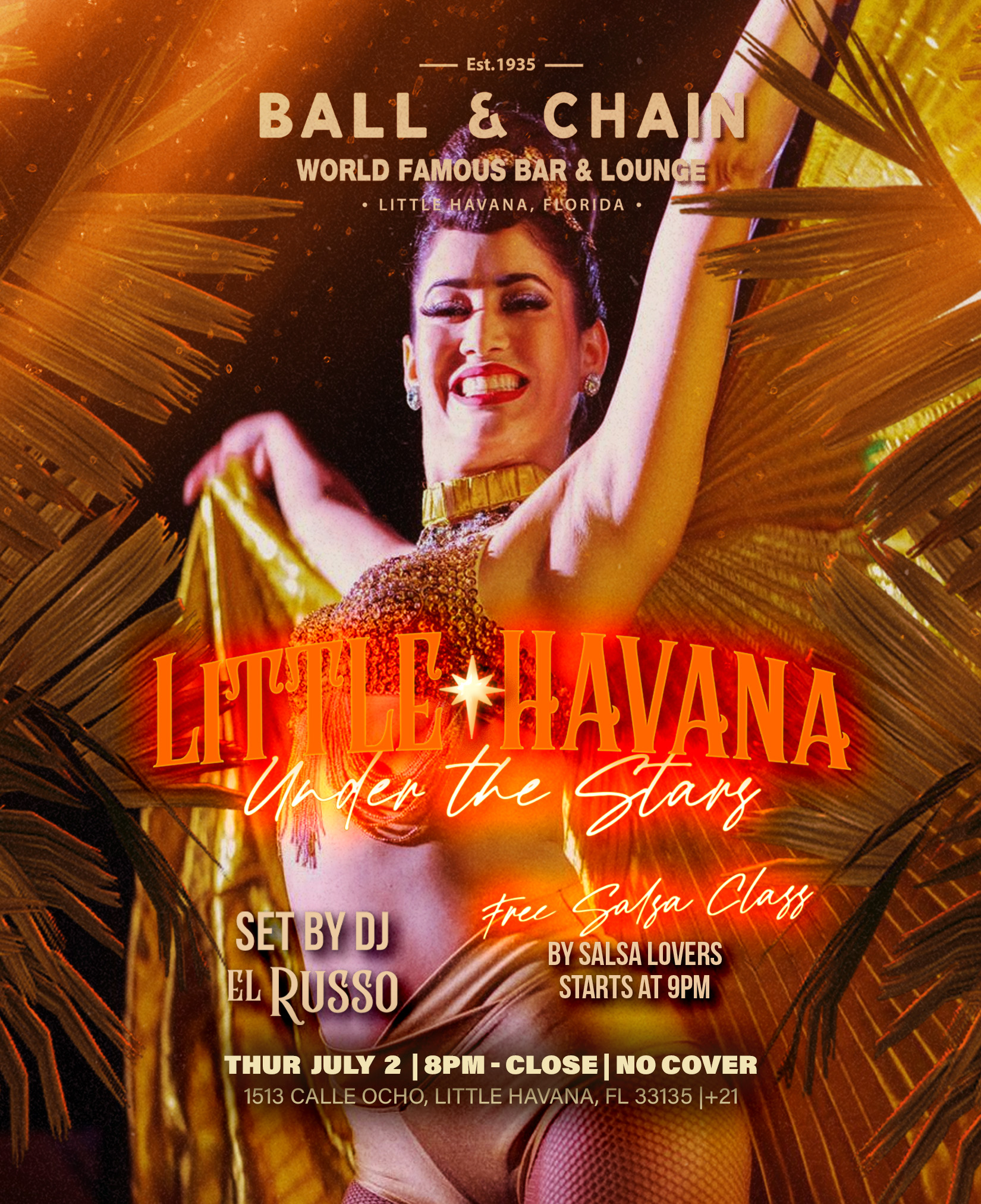 B&C_littlehavana_JULY2 A showgirl dancing on stage at Ball & Chain