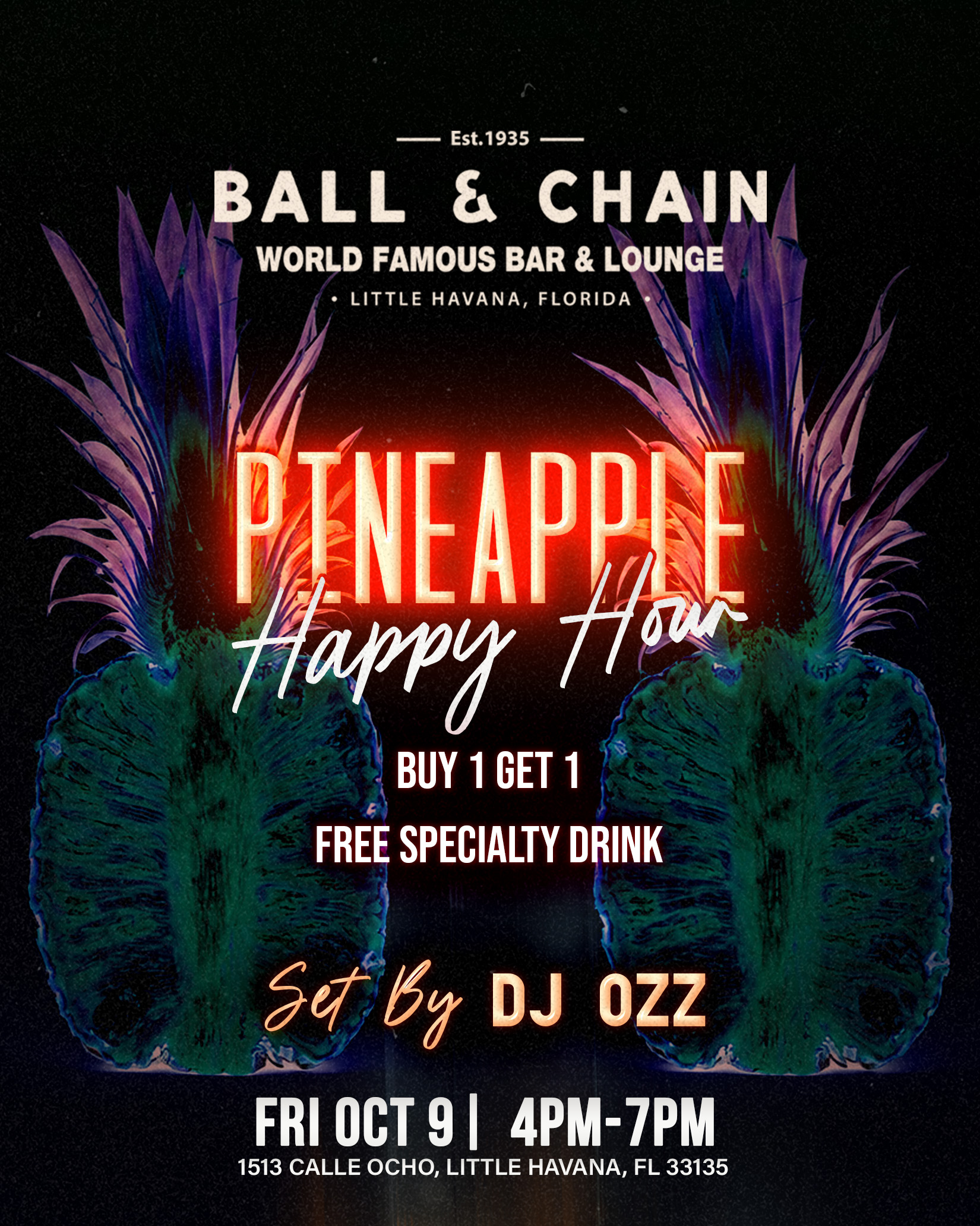 B&C_PineappleHH_oct9 dark pineapples floating on a black background