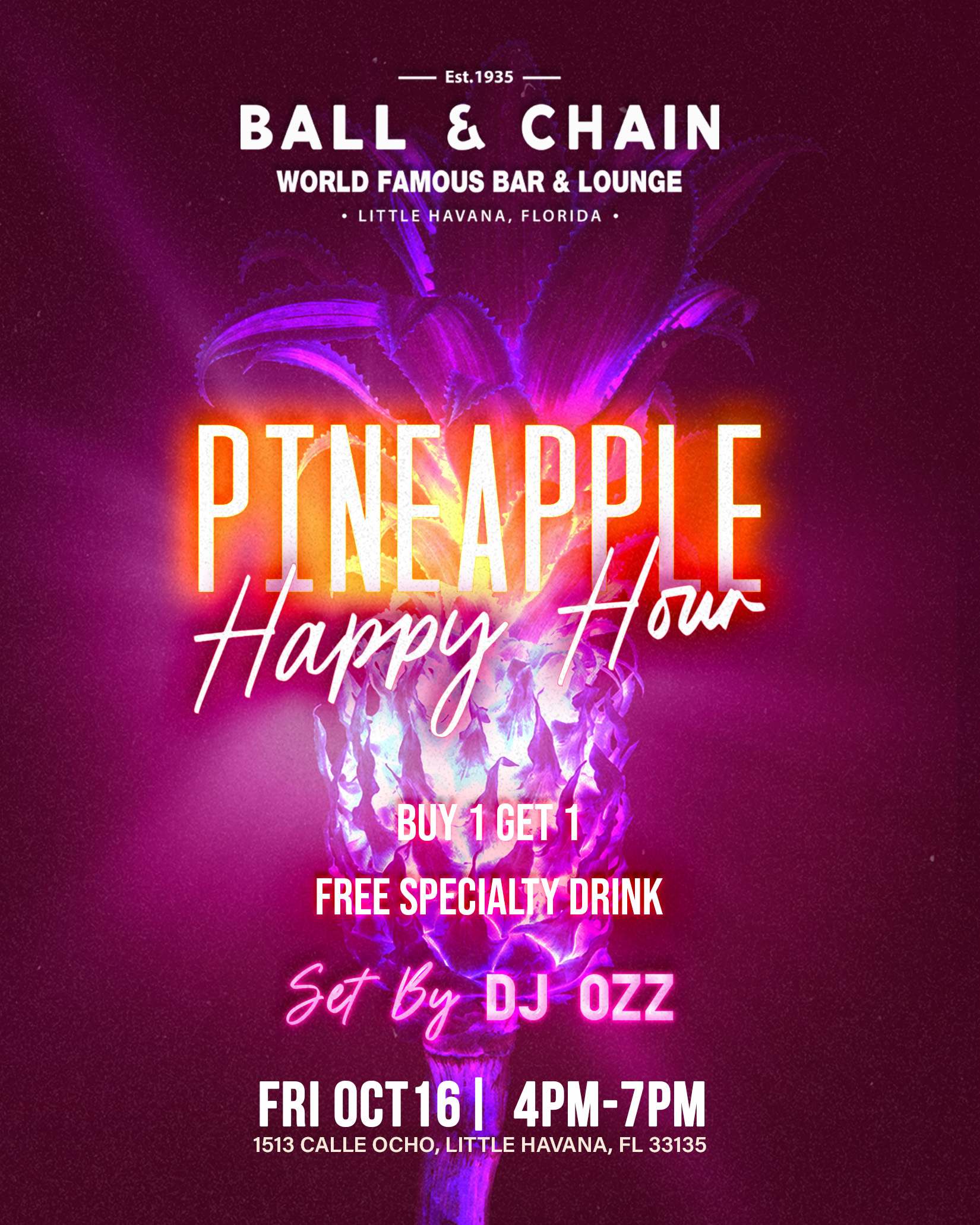 glowing pink pineapple on a dark background